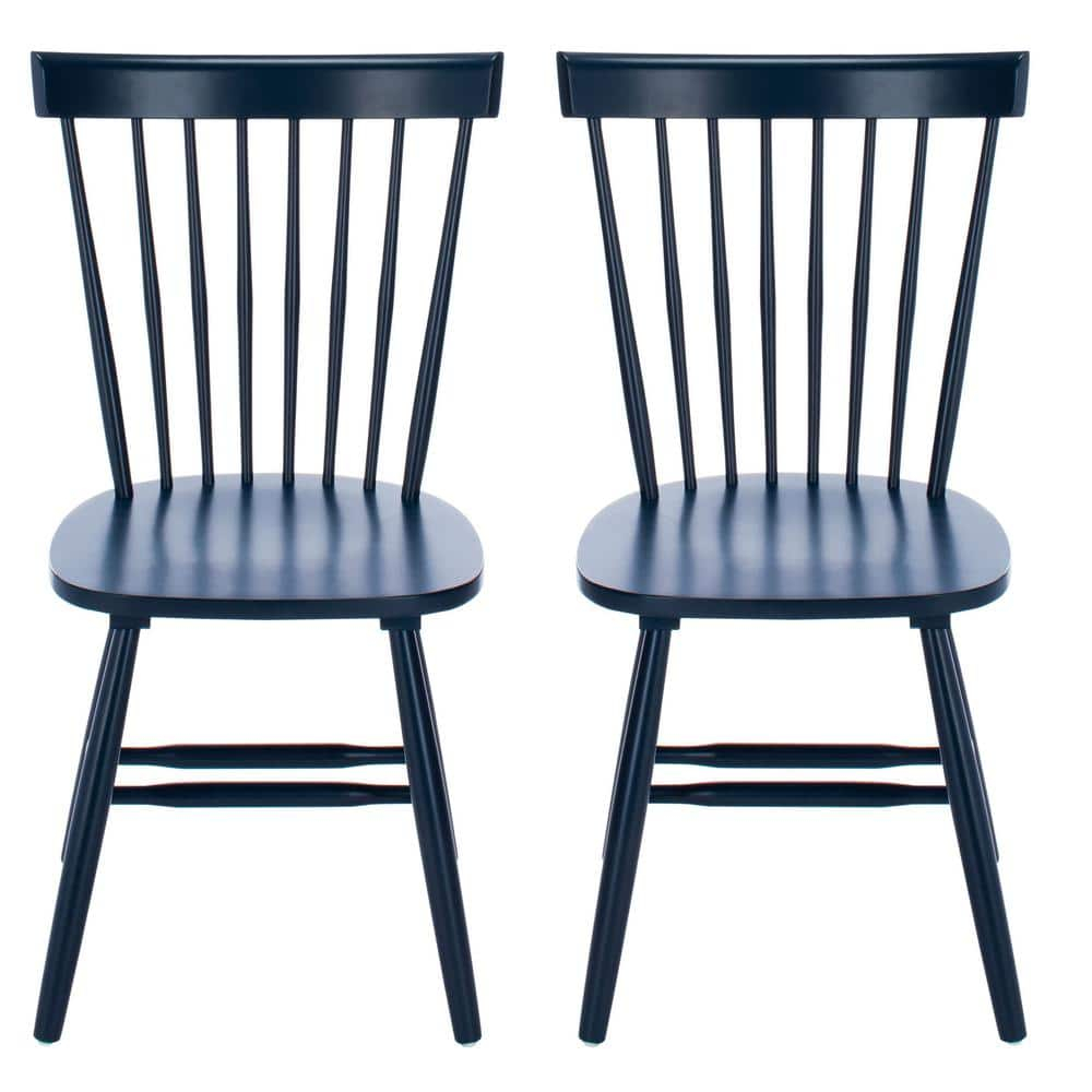 SAFAVIEH Parker Solid 17 in. H Spindle Dining Chair, Navy, Set of 2