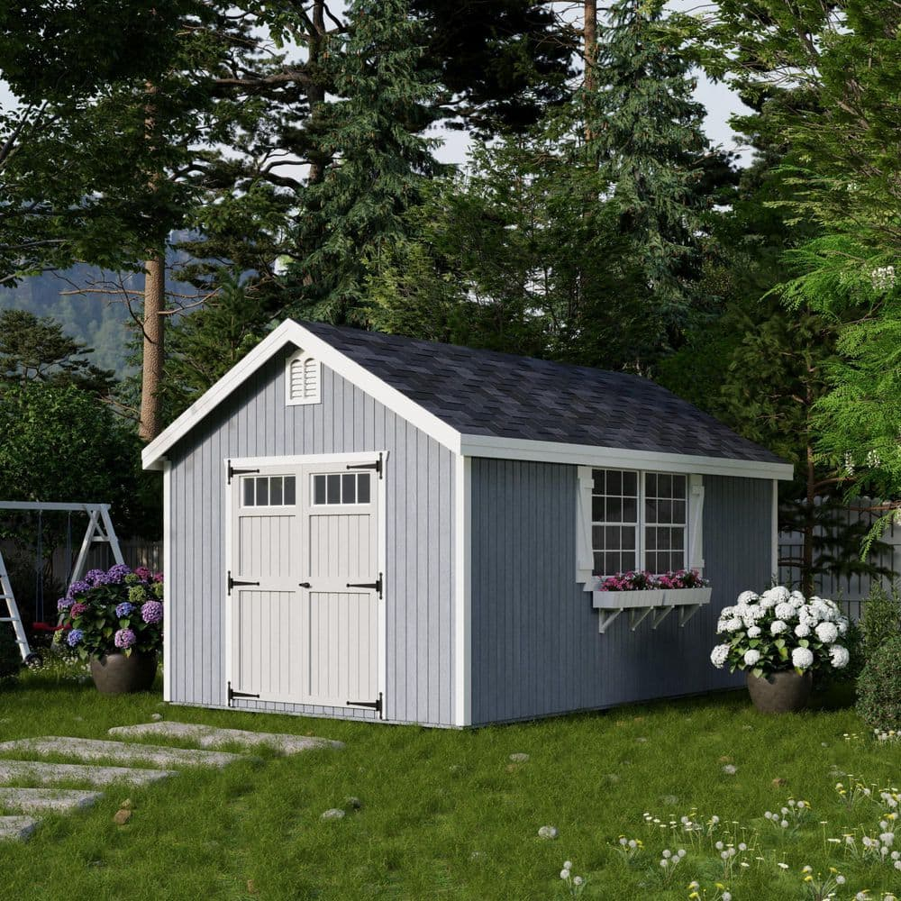 Little Cottage Co. 10x16 Colonial Williamsburg Shed with Operable Windows, Outdoor Wood Storage Do-It-Yourself Precut Kit