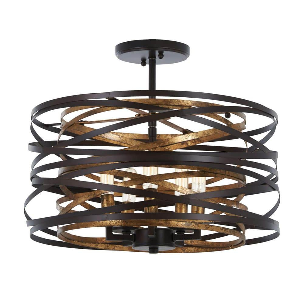 Minka Lavery Dark Bronze Mosaic Gold Pendant Chandelier 16" Wide Modern 5-Light Fixture for Dining Room House Foyer Kitchen Home
