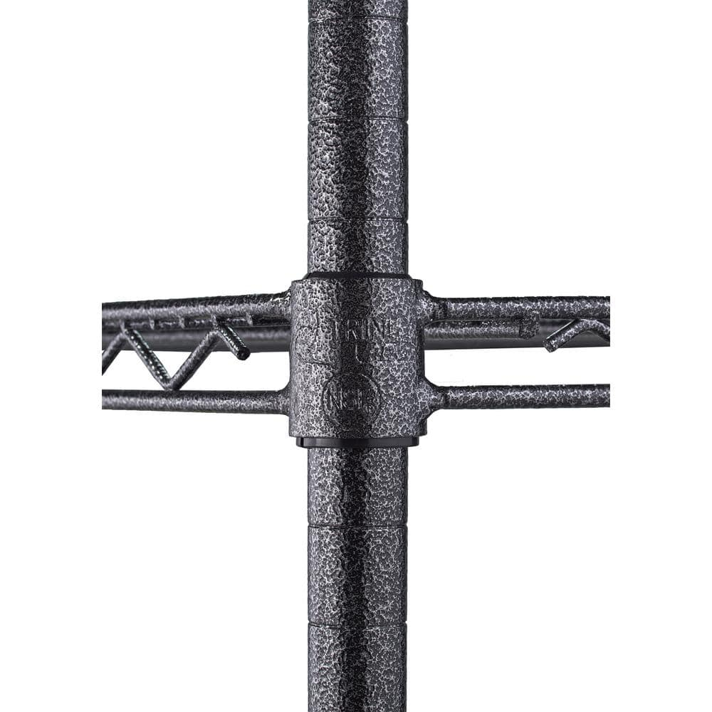 Industrial Black Steel 5-Tier Wire Shelving Unit with Wheels