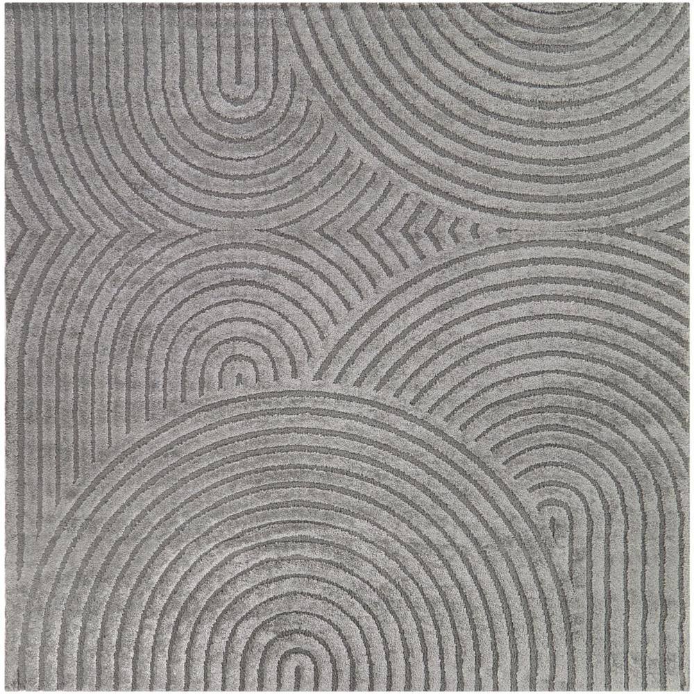 Gray 78'' Square Synthetic Easy Care Area Rug