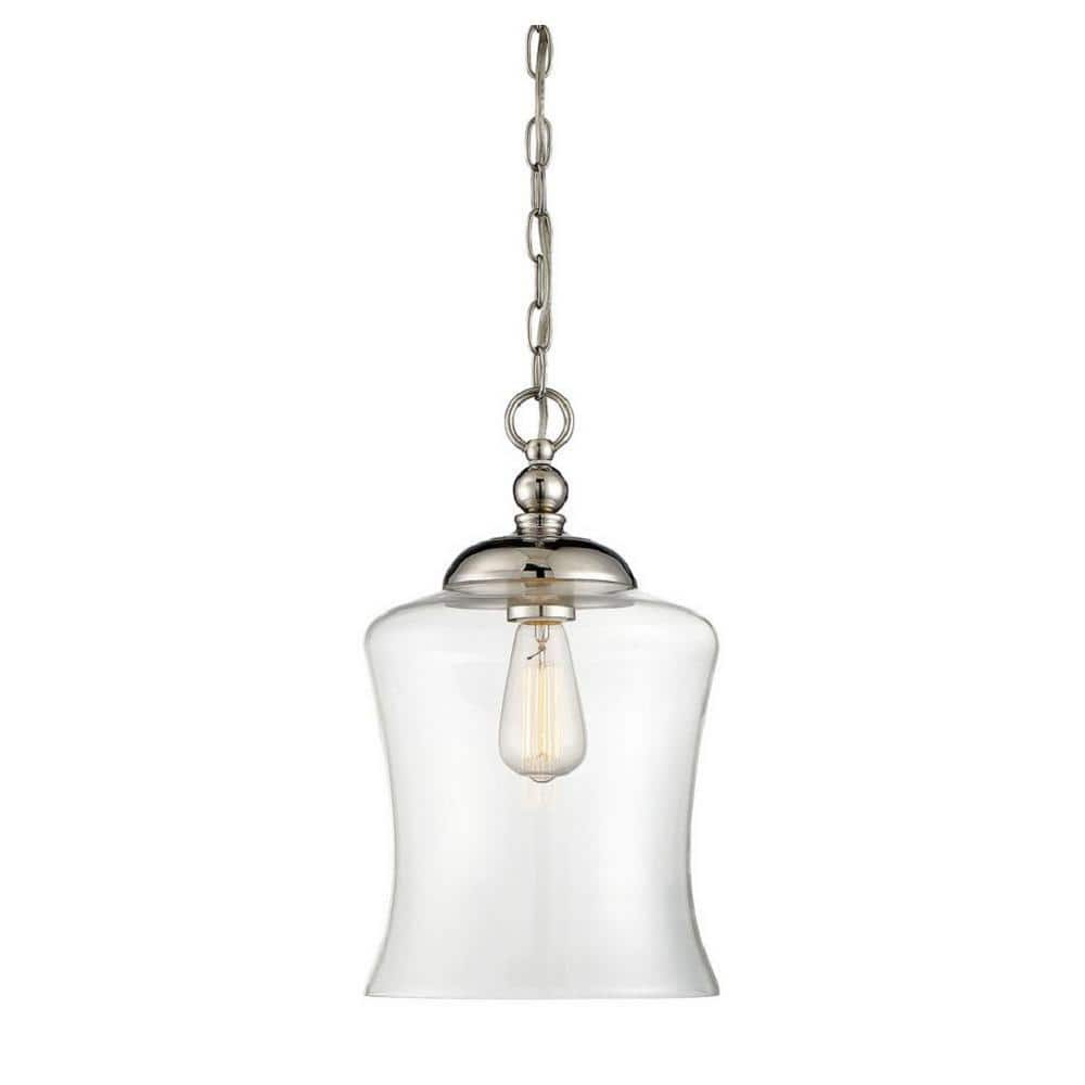 1 Light Mini Pendant in Polished Nickel by Meridian Lighting M70019PN