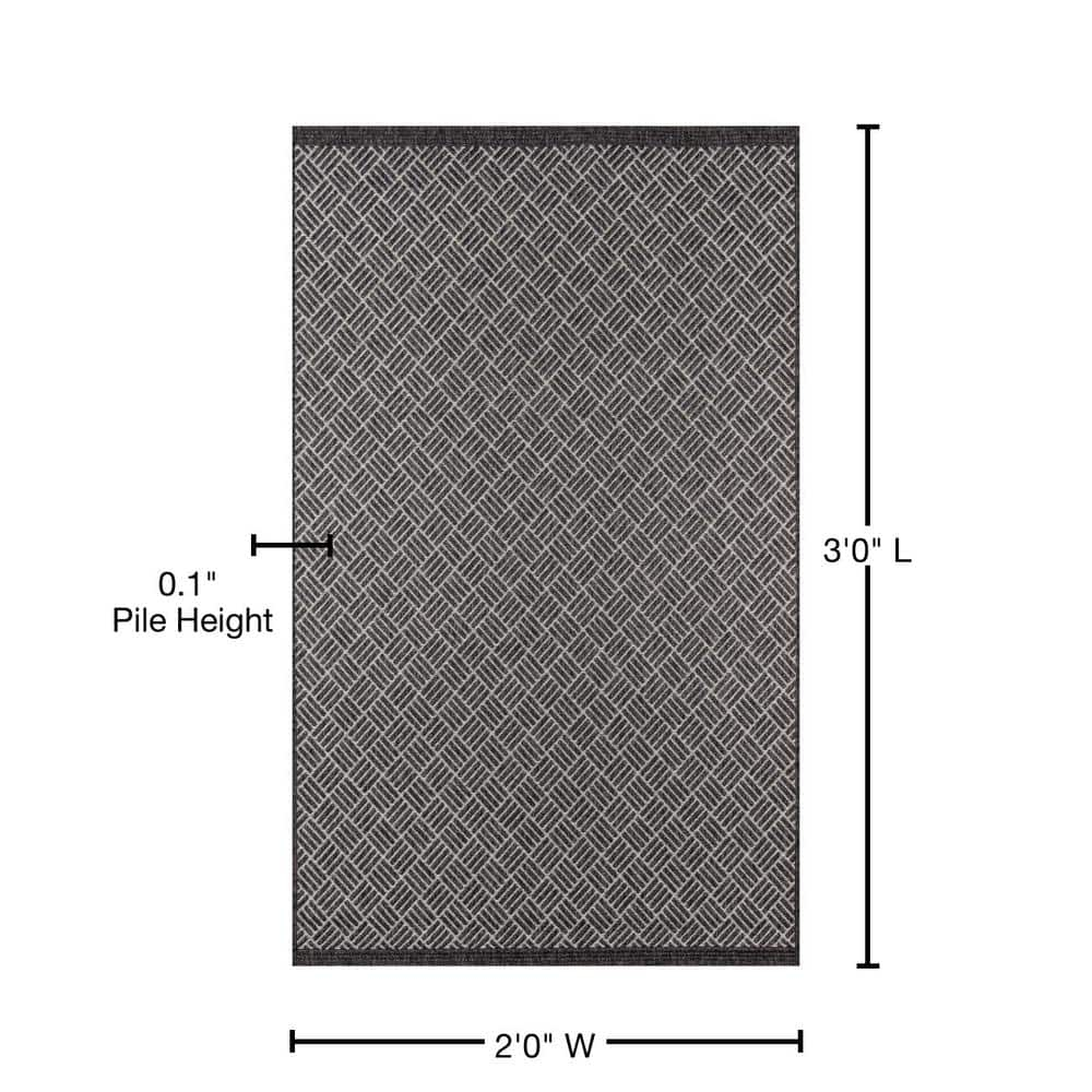 Momeni Como Polypropylene Machine Made Charcoal Indoor Outdoor Rug 2' X 3'