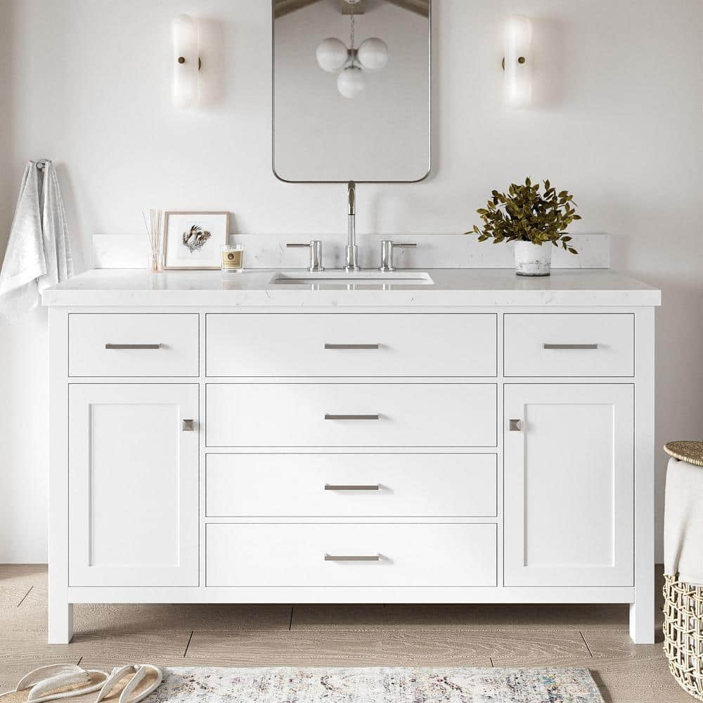 Ariel H060scqrvo Bristol 60" Free Standing Single Basin Vanity Set - White