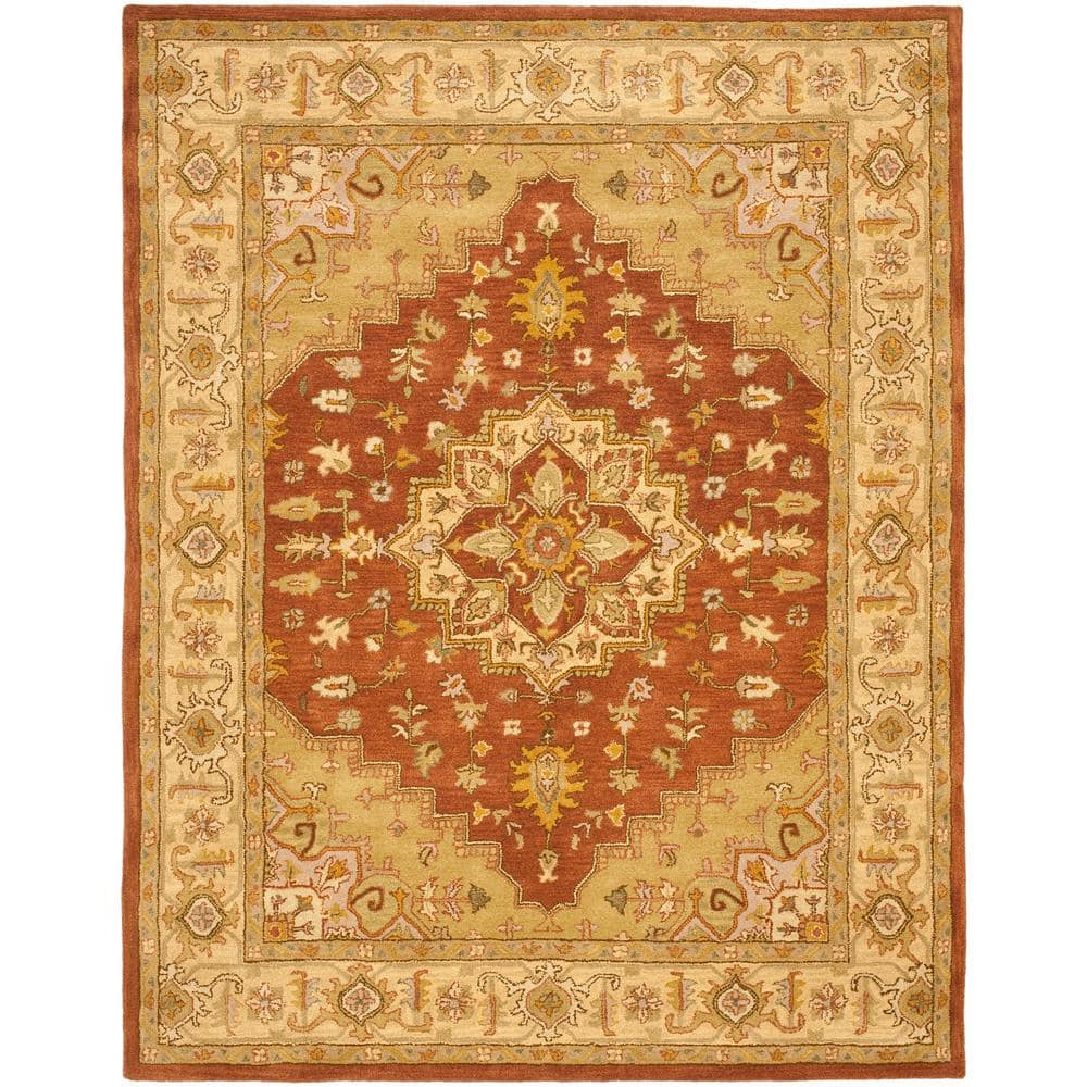 SAFAVIEH Heritage Sheila Traditional Wool Area Rug, Rust/Gold, 5' x 8'