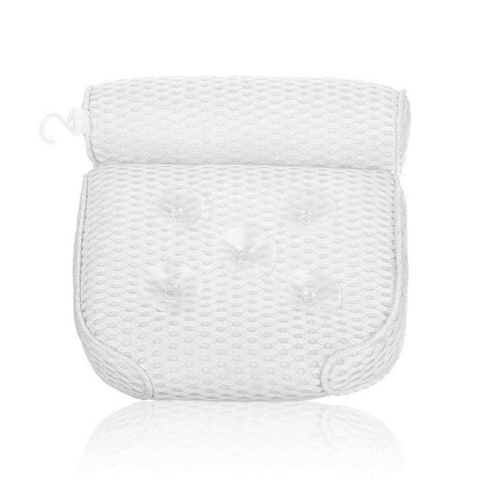Quick-Dry Neck Shoulder & Back Support Bath White Pillow - Bathtub Spa Cushion