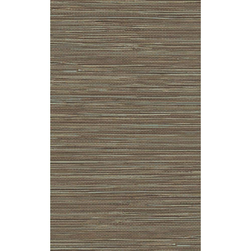 Brown & Blue Textured Grasscloth Wallpaper R8229