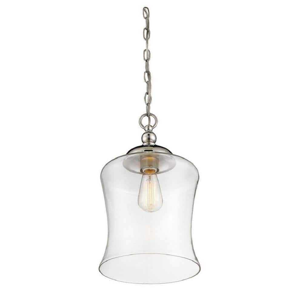 1 Light Mini Pendant in Polished Nickel by Meridian Lighting M70019PN