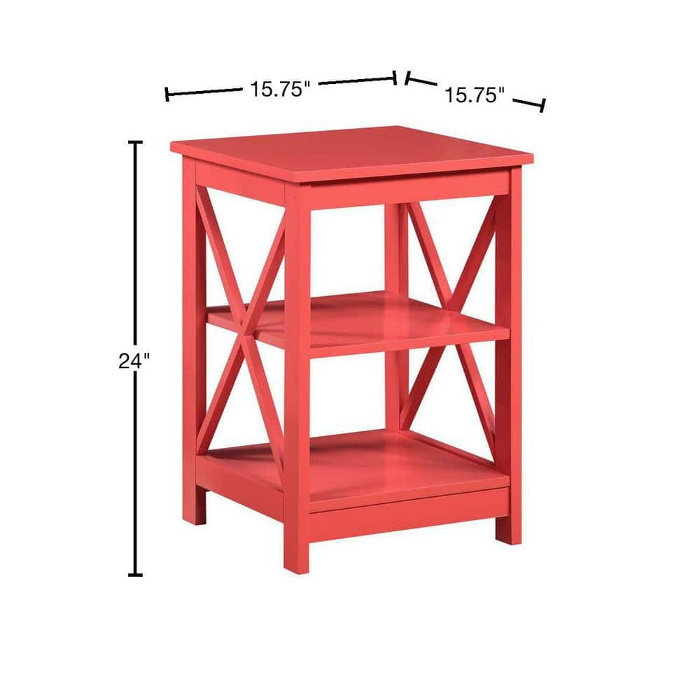 Convenience Concepts Oxford End Table with Shelves, Coral