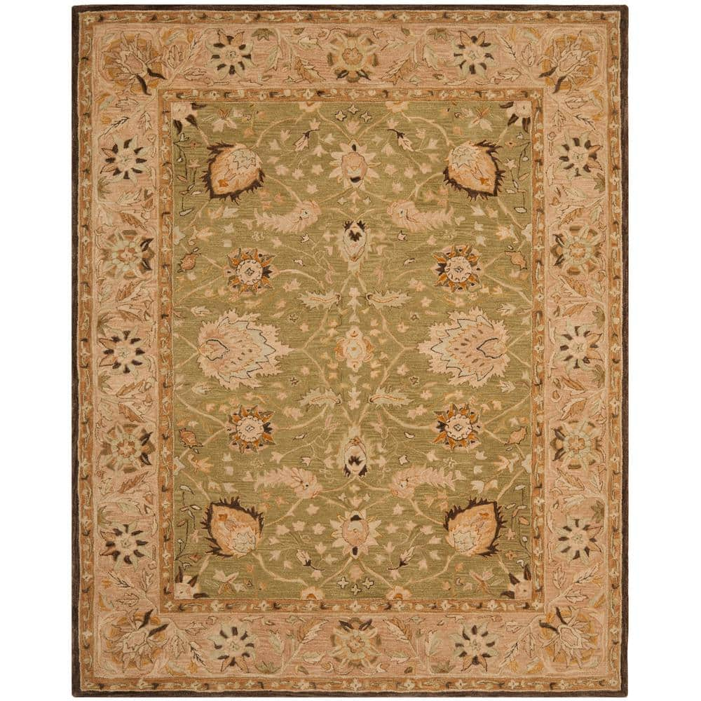 SAFAVIEH Anatolia Venice Traditional Wool Area Rug, Sage/Beige, 9' x 12'