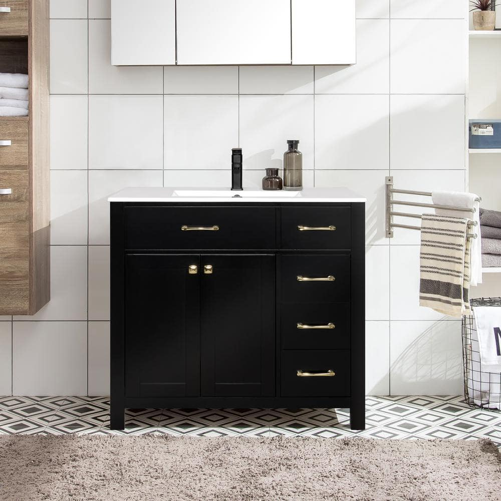 Eclife 36" Single Bathroom Vanity Set with Ceramic Sink Top, Water Saving Faucet