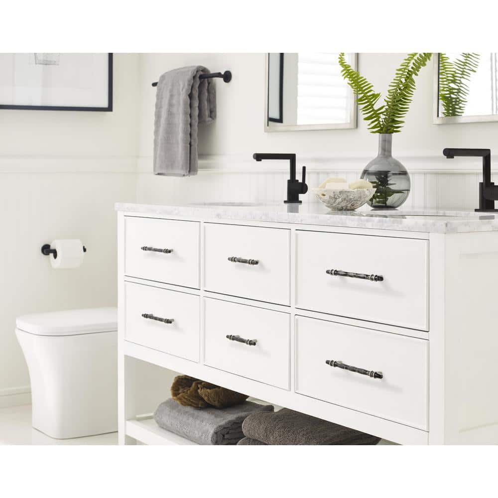 Amerock | Cabinet Pull | Marble Black/Satin Nickel | 3-3/4 inch (96 mm) Center-to-Center | Carrione | 1 Pack | Drawer Pull | Drawer Handle | Cabinet Hardware