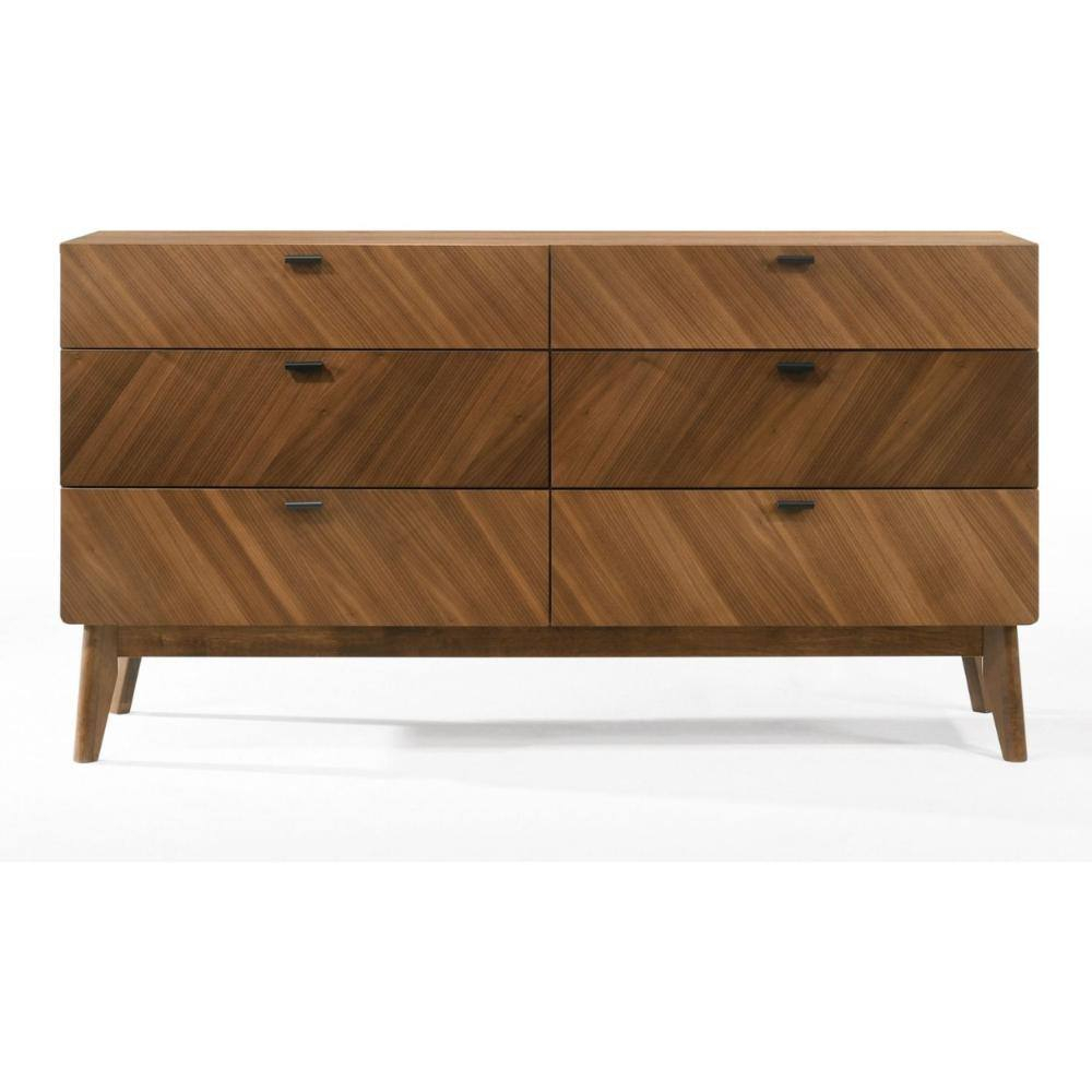 Benjara BM301756 55 in. Nova Rem Wide Dresser with 6 Drawers, Brown & Black
