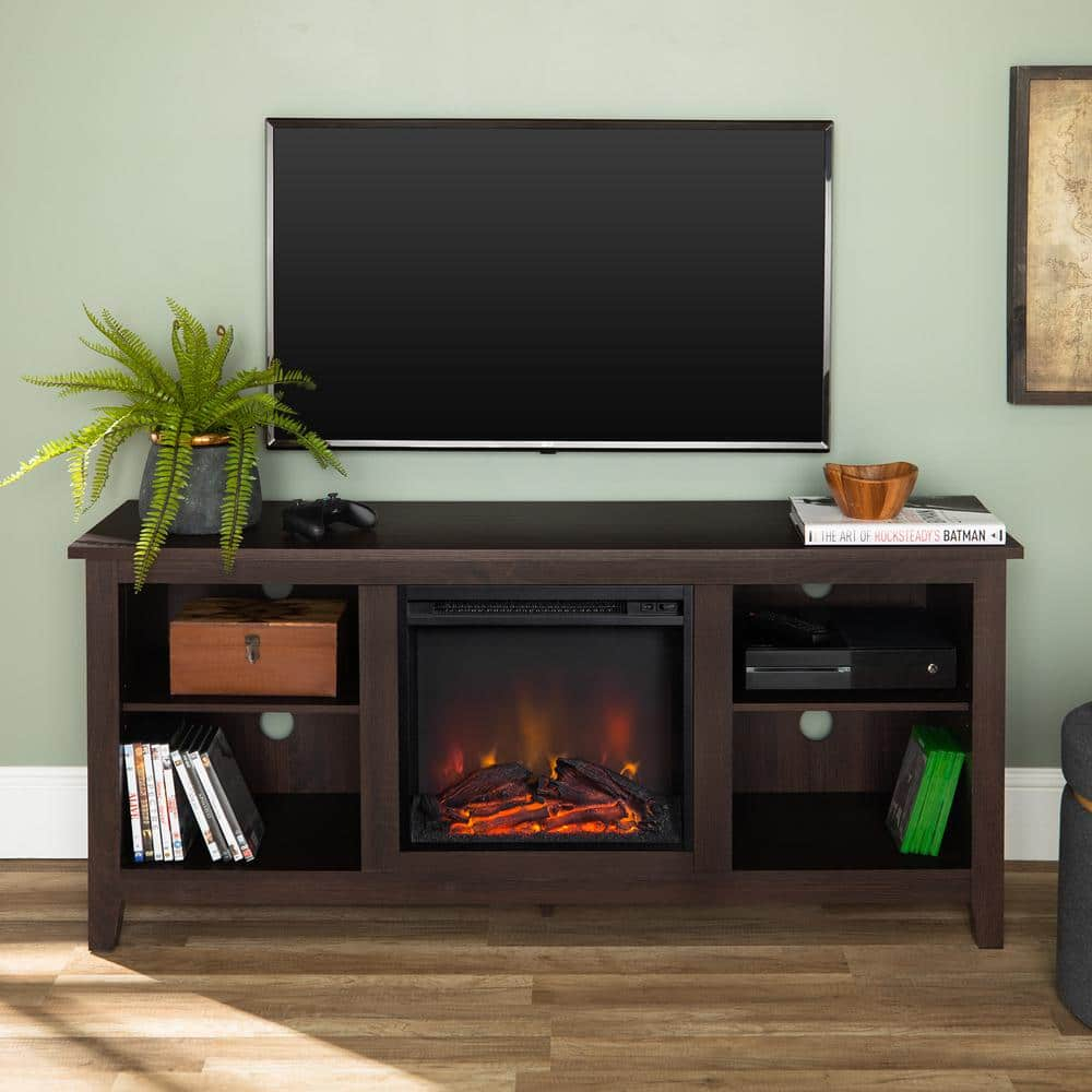 Walker Edison Traditional Fireplace TV Stand for TVs up to 64" - Espresso
