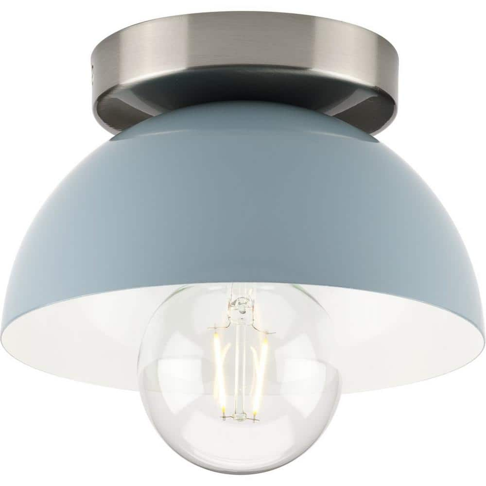 Eva Collection One-Light Coastal Blue Mid-Century Modern Flush Mount Light