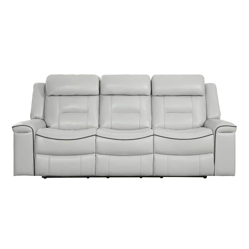 Homelegance Darwan 88" Leather Gel Double Reclining Sofa, Light Gray