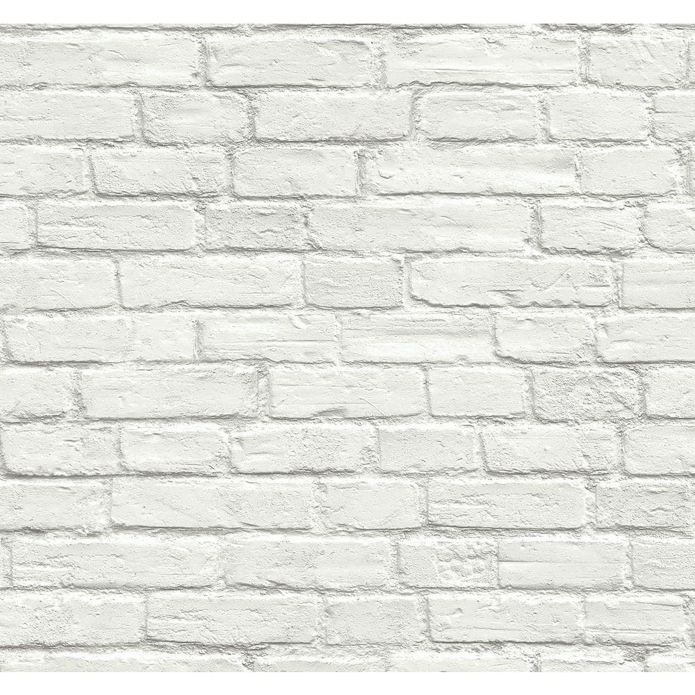 Off-White Vinyl Coated Faux Brick Pre-Pasted Wallpaper Roll