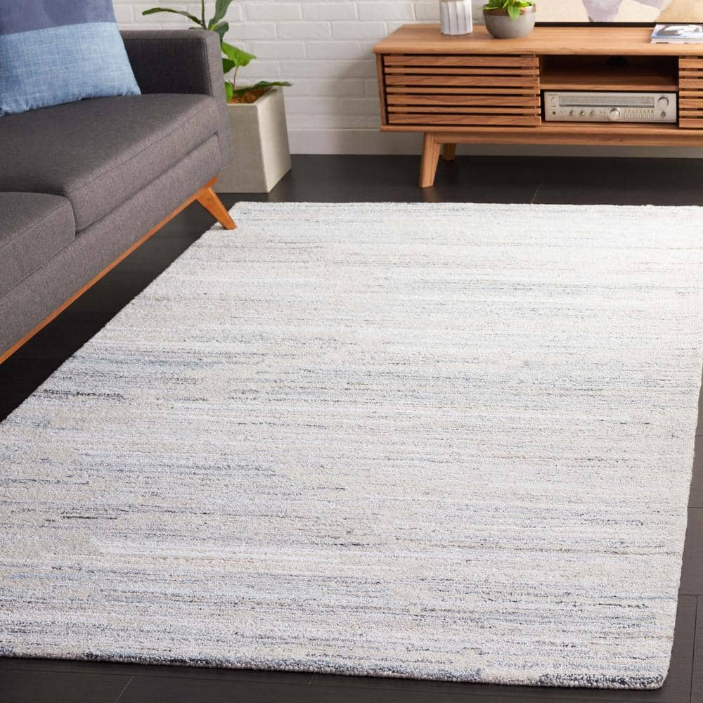 SAFAVIEH Abstract Rordan Striped Geometric Area Rug, Beige/Blue, 6' x 6' Square