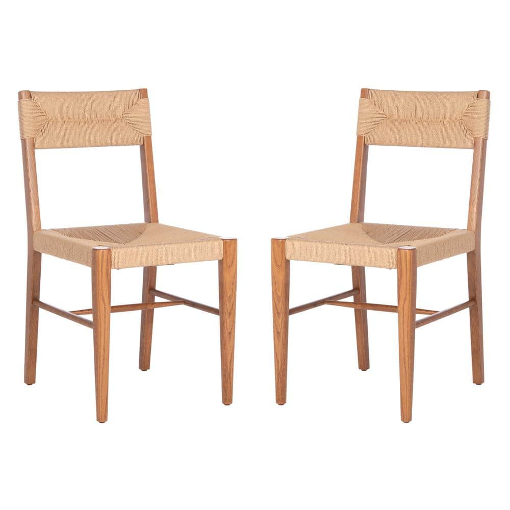 SAFAVIEH Couture Cody Coastal Rattan Solid Dining Chair, Natural (Set of 2)