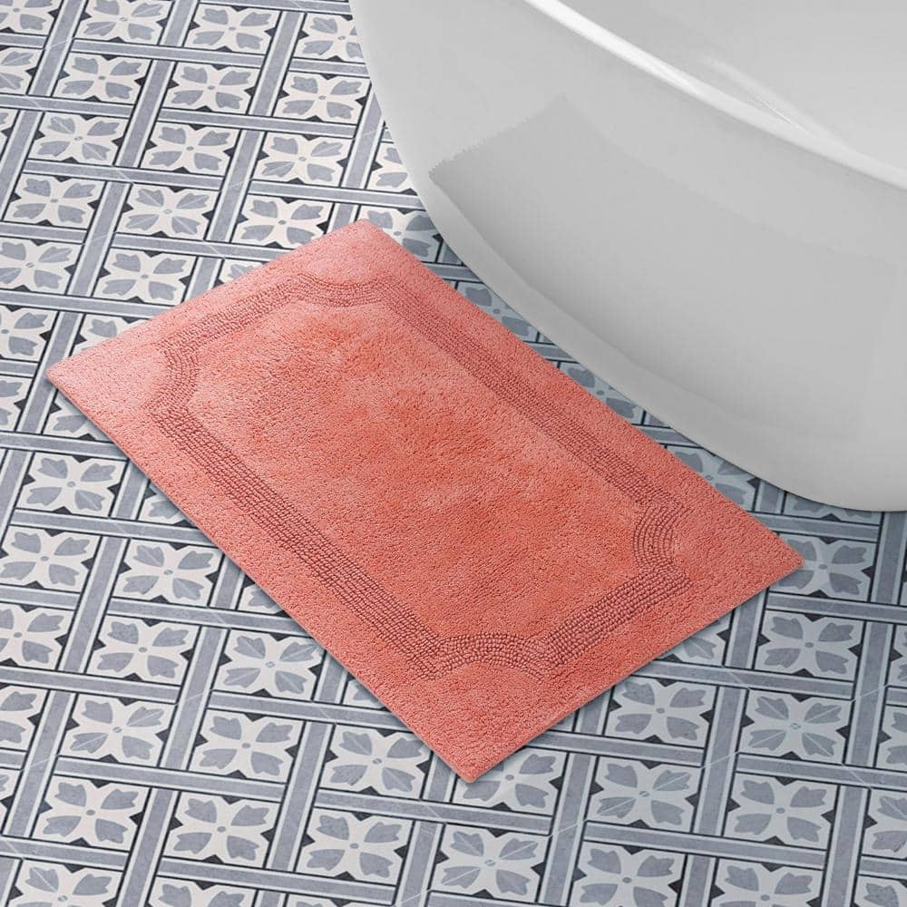 Laura Ashley Reversible Cotton 21 x 34 in. Bath Mat, Coral