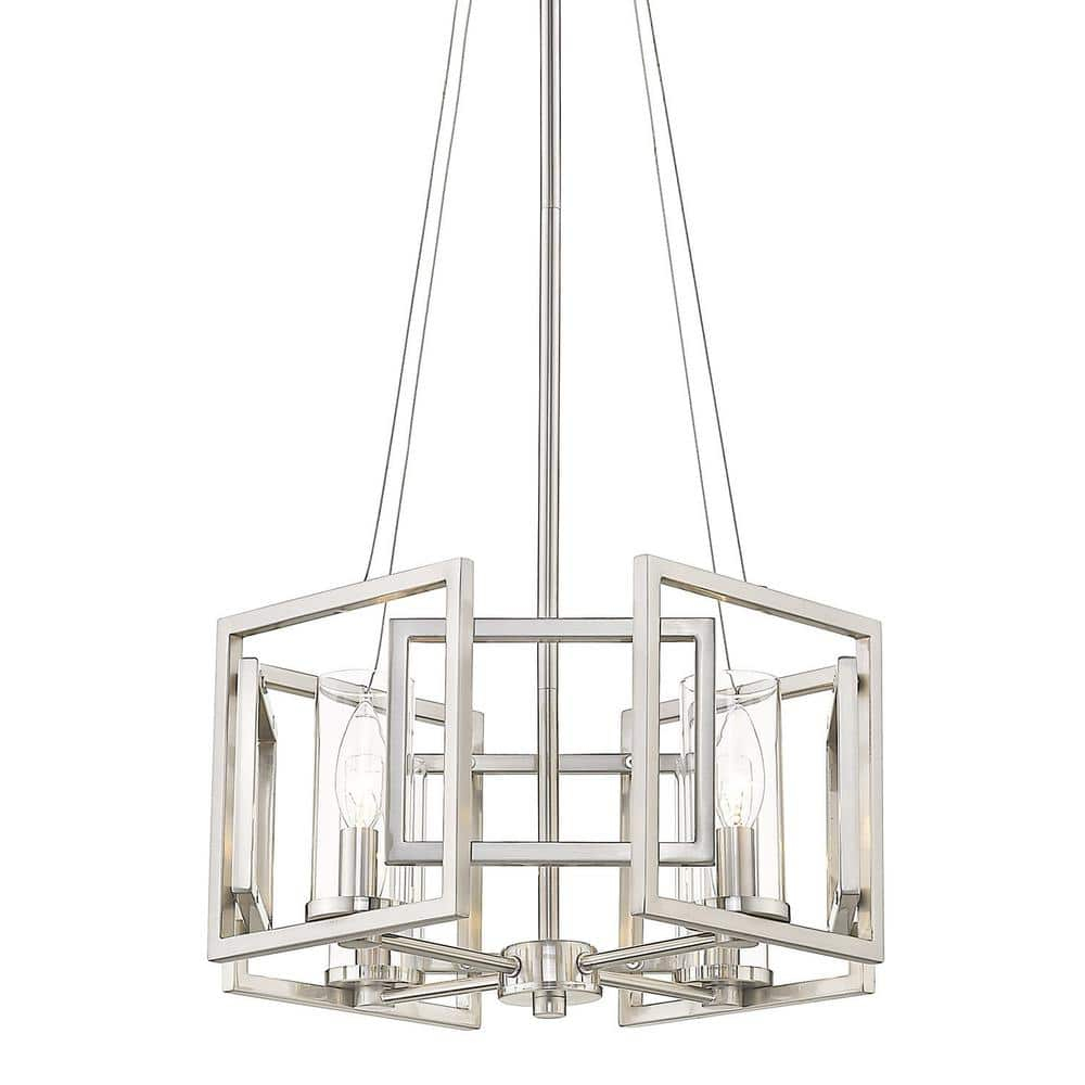 Golden Lighting Marco 4-Light Semi-flush in Pewter with Clear Glass