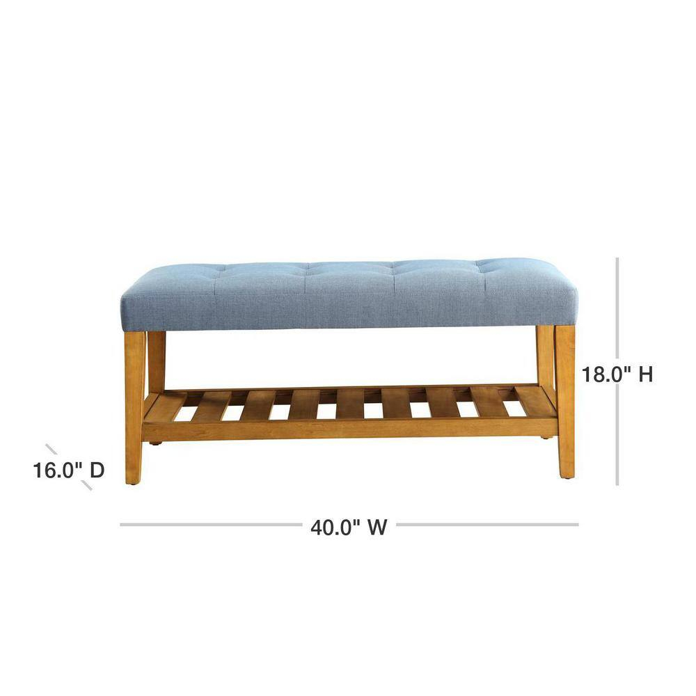Wooden Bench Blue and Oak - Saltoro Sherpi