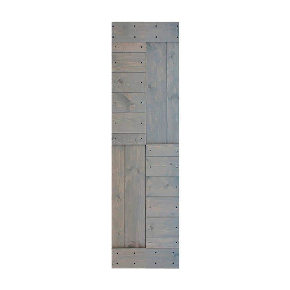 S SERIES 24in. X 84in.French Gray Finished DIY Knotty Pine Wood Sliding Barn Door Slab