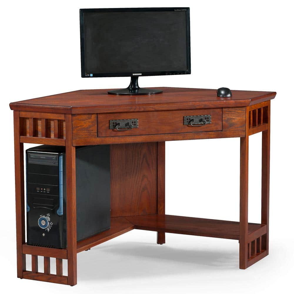 Mission Corner Computer Desk in Mission Oak