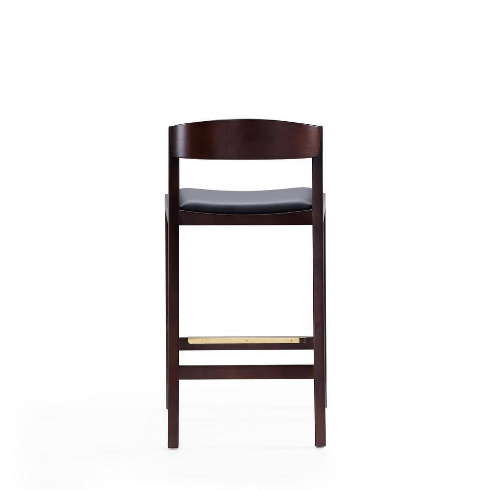 Manhattan Comfort Klismos 26.5" Faux Leather Counter Stool in Black/Walnut