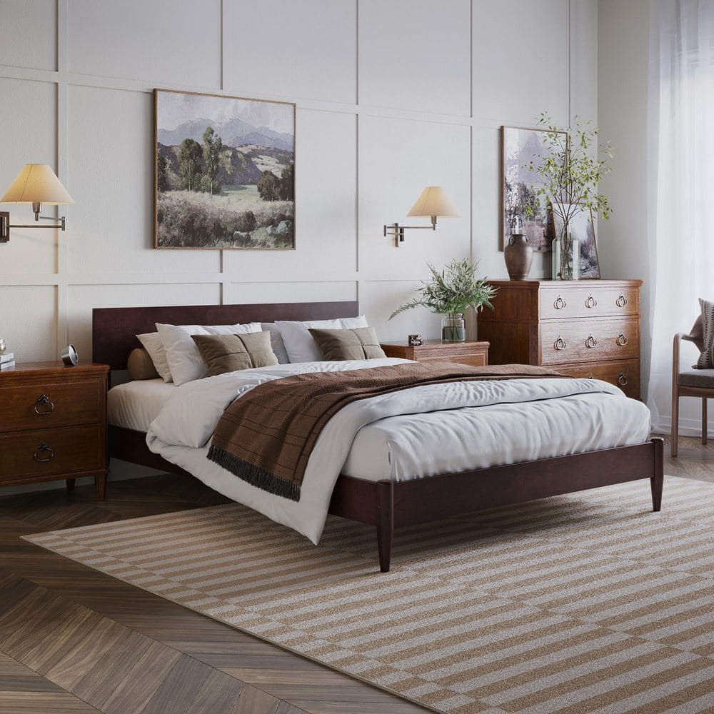 AFI Aria Queen Modern Solid Wood Low Profile Platform Bed, Espresso