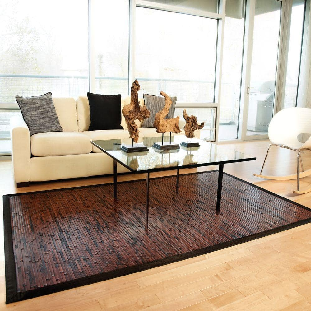 Anji Mountain Cobblestone Mahogany Bamboo Rug, 2' x 3', Brown