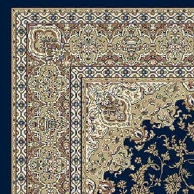 Traditional Blue Polypropylene Runner Rug with Medium Pile