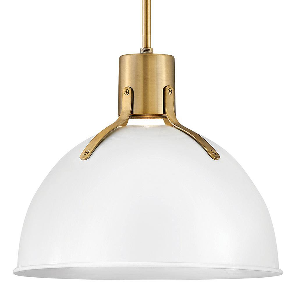 Argo Polished White 14" LED Bowl Pendant with Vintage Industrial Design
