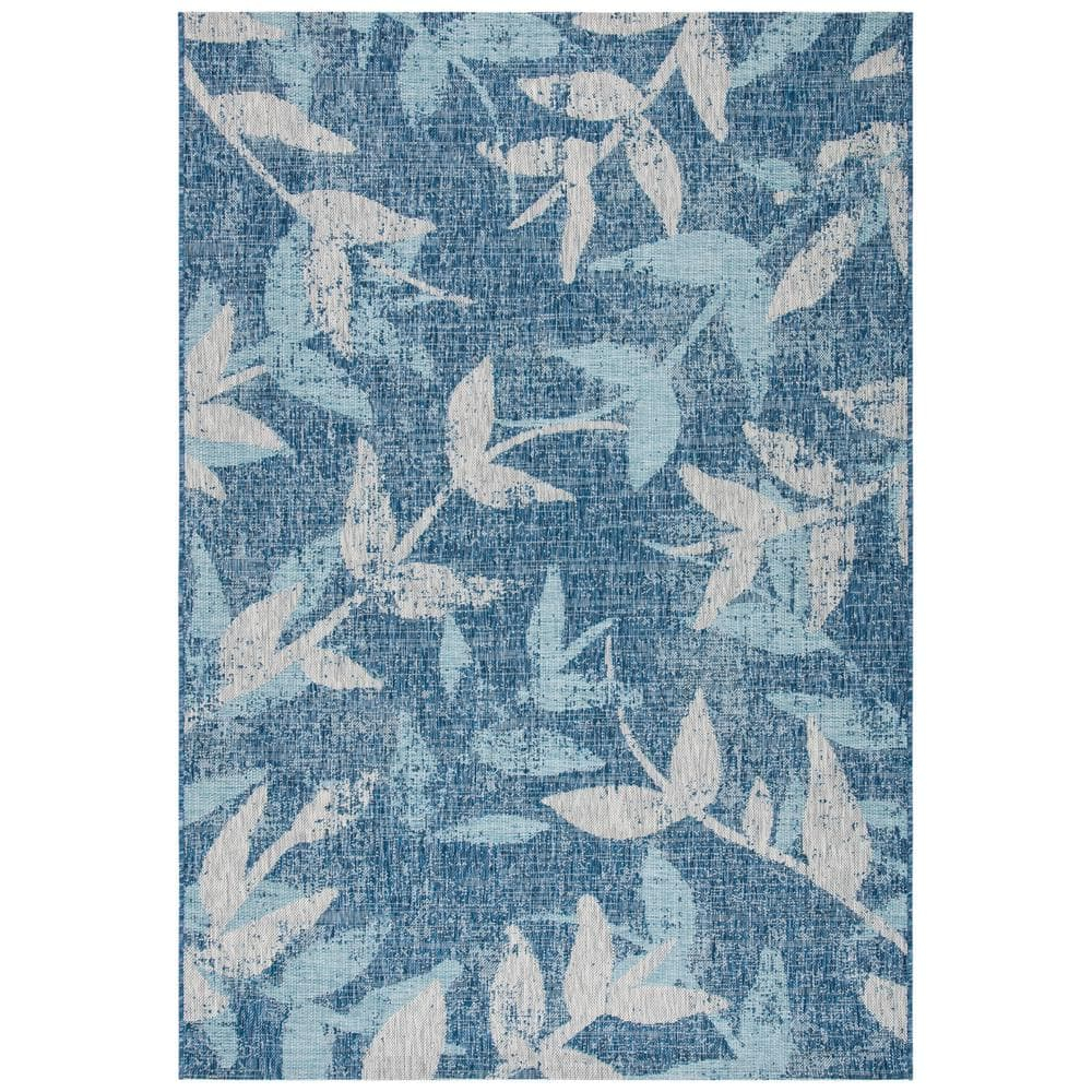 SAFAVIEH Courtyard Colton Floral Indoor/Outdoor Area Rug, 9' x 12', Navy/Blue
