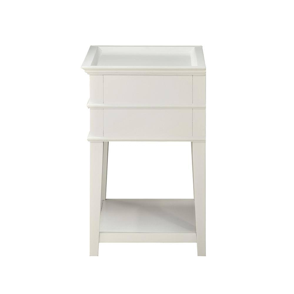 Comfort Pointe Clara 2-Drawer Tray Top Wood Nightstand in White