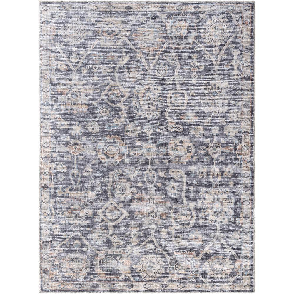 Livabliss x Vivir Eleni Vintage Washable Area Rug, 2' x 2'11", Dusty Blue, (2' x 3')