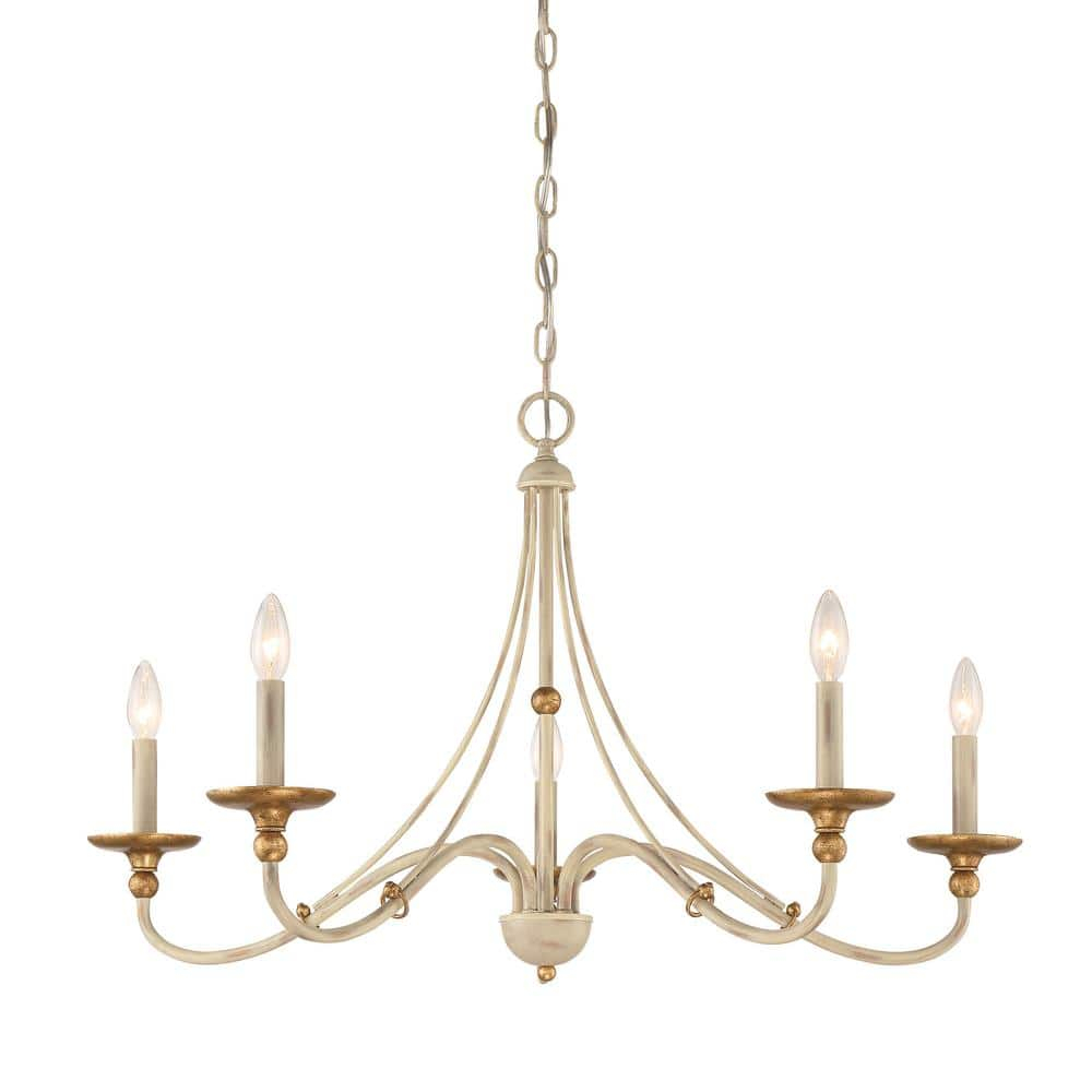 Minka Lavery - Westchester County - Chandelier 5 Light Farm House White/Gilded