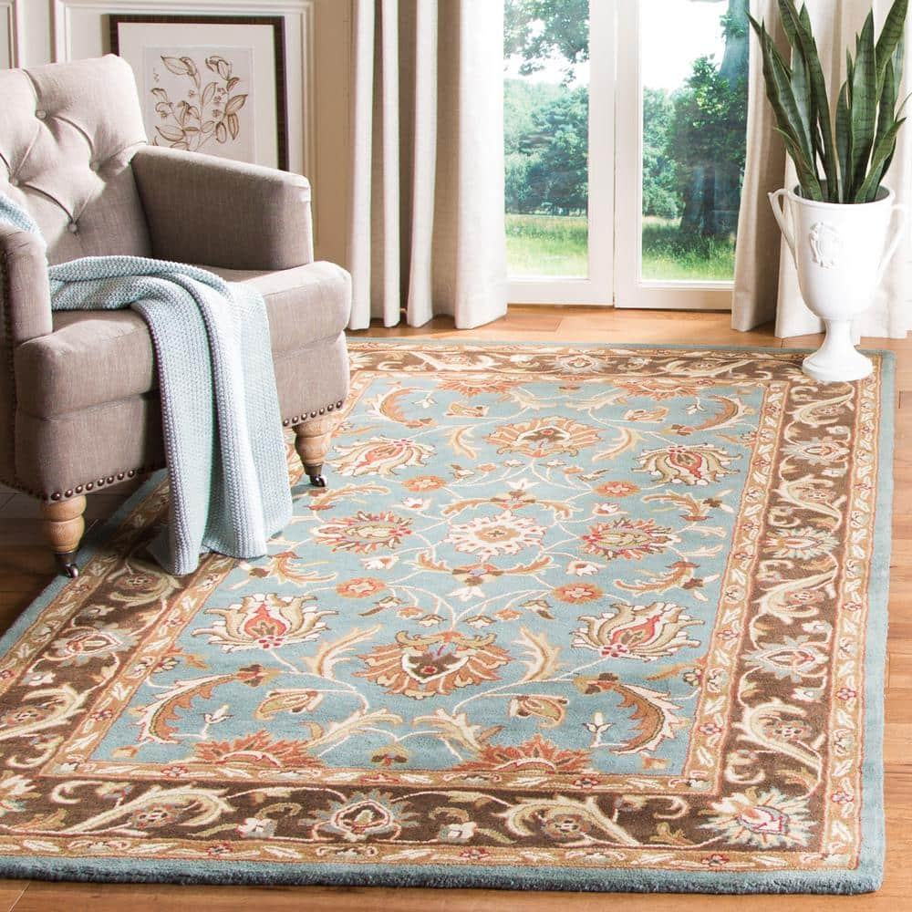 SAFAVIEH Heritage Steward Traditional Wool Area Rug, Blue/Brown, 9' x 12'