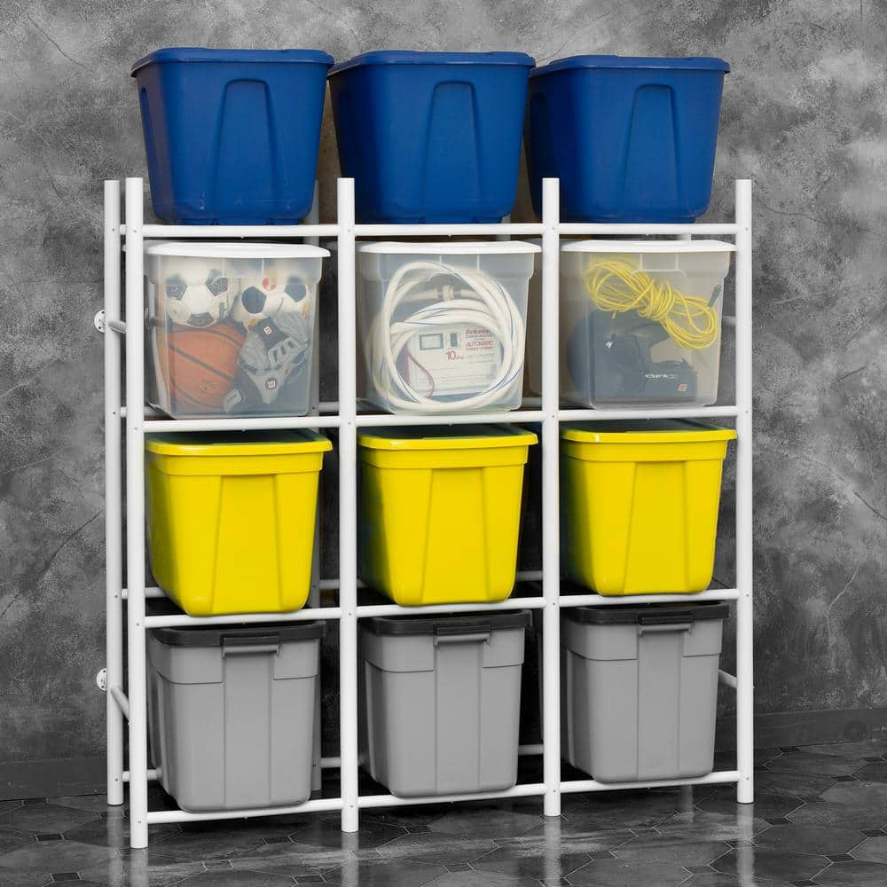 White Powder Coated Stackable 12-Shelf Storage Rack
