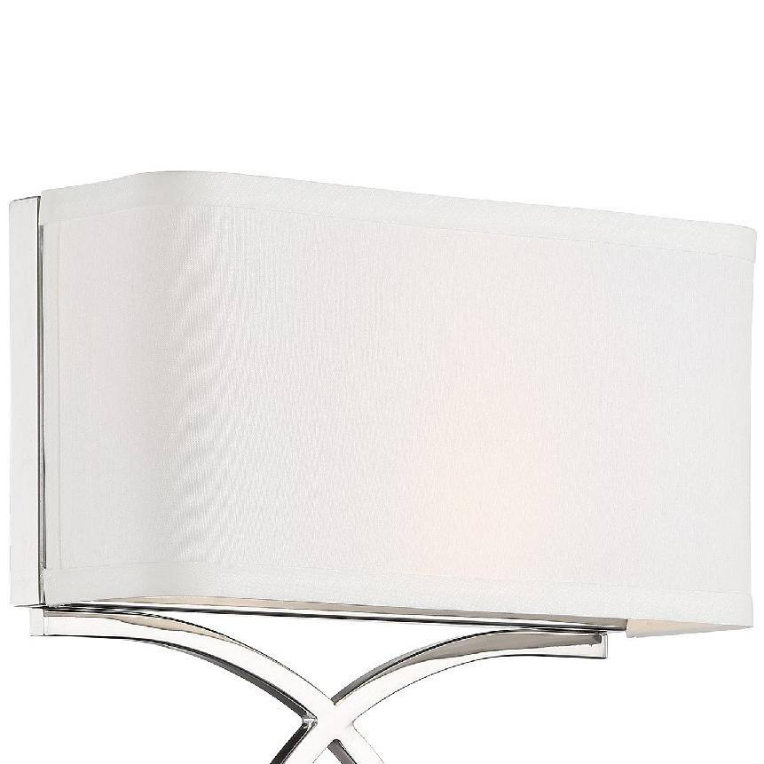 Elegant 2-Light Polished Nickel Sconce with White Silk Shade