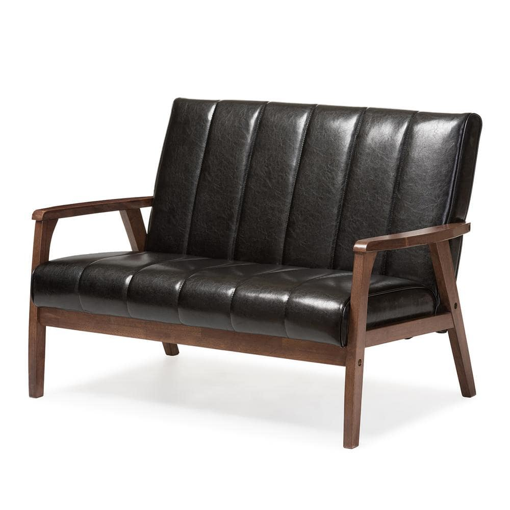 Baxton Studio BBT8011A2-Black Loveseat Love Seats, 29.45LX44.66WX31.59H, Black