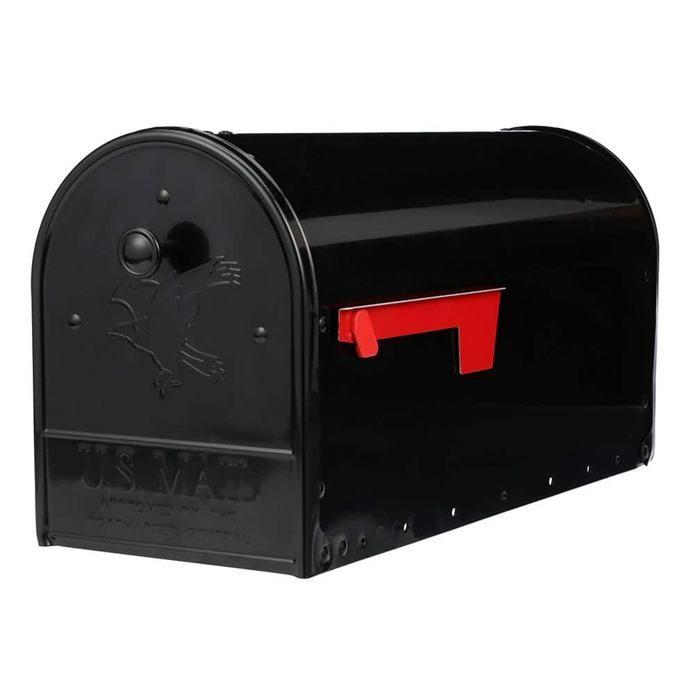 Large Black Steel Double Door Post Mount Mailbox