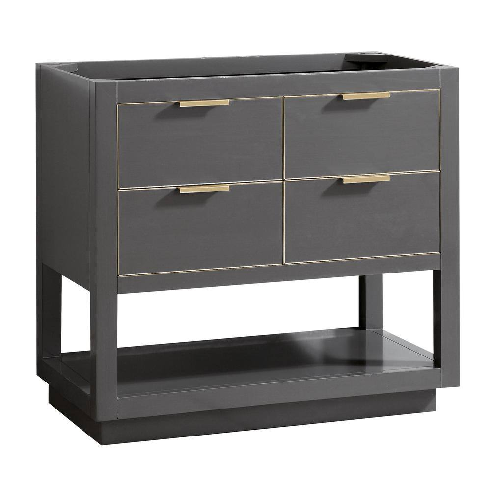Allie Twilight Gray Solid Wood 36" Vanity with Matte Gold Trim