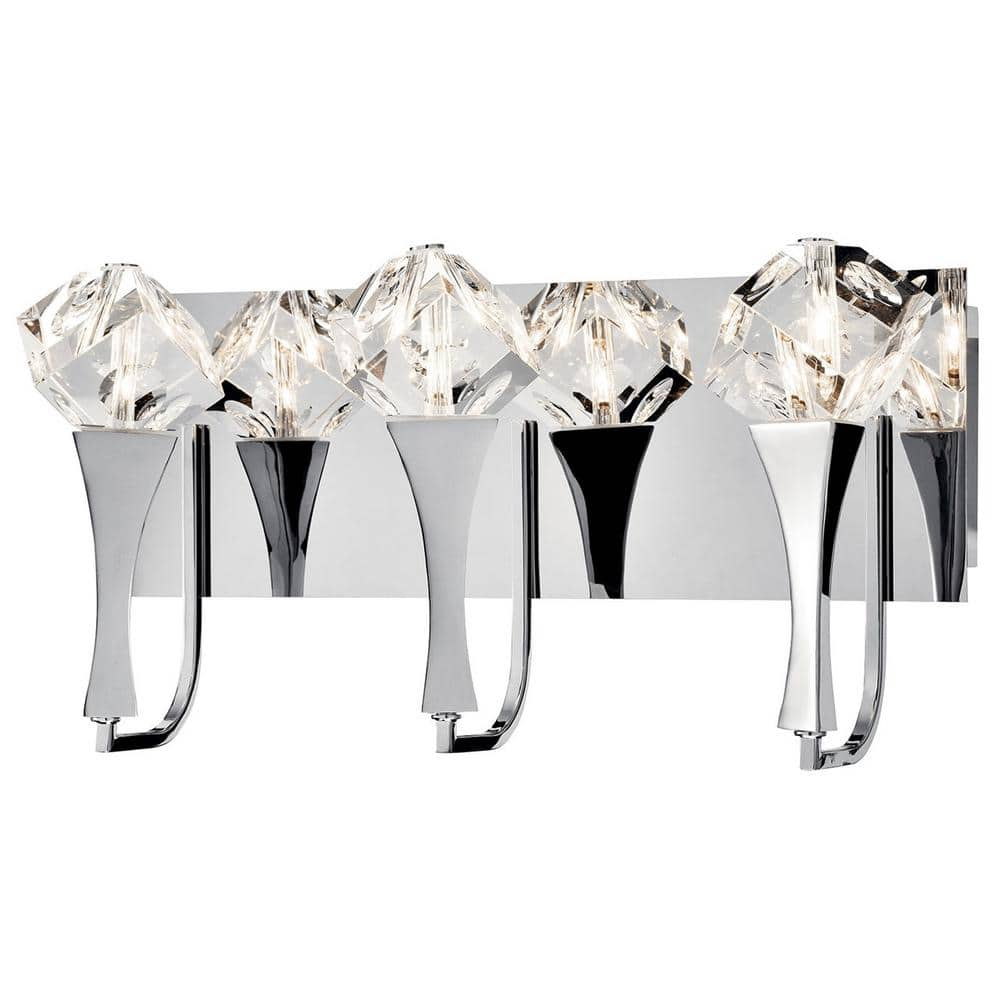 Rockne Chrome 3-Light LED Vanity with Polished Crystals