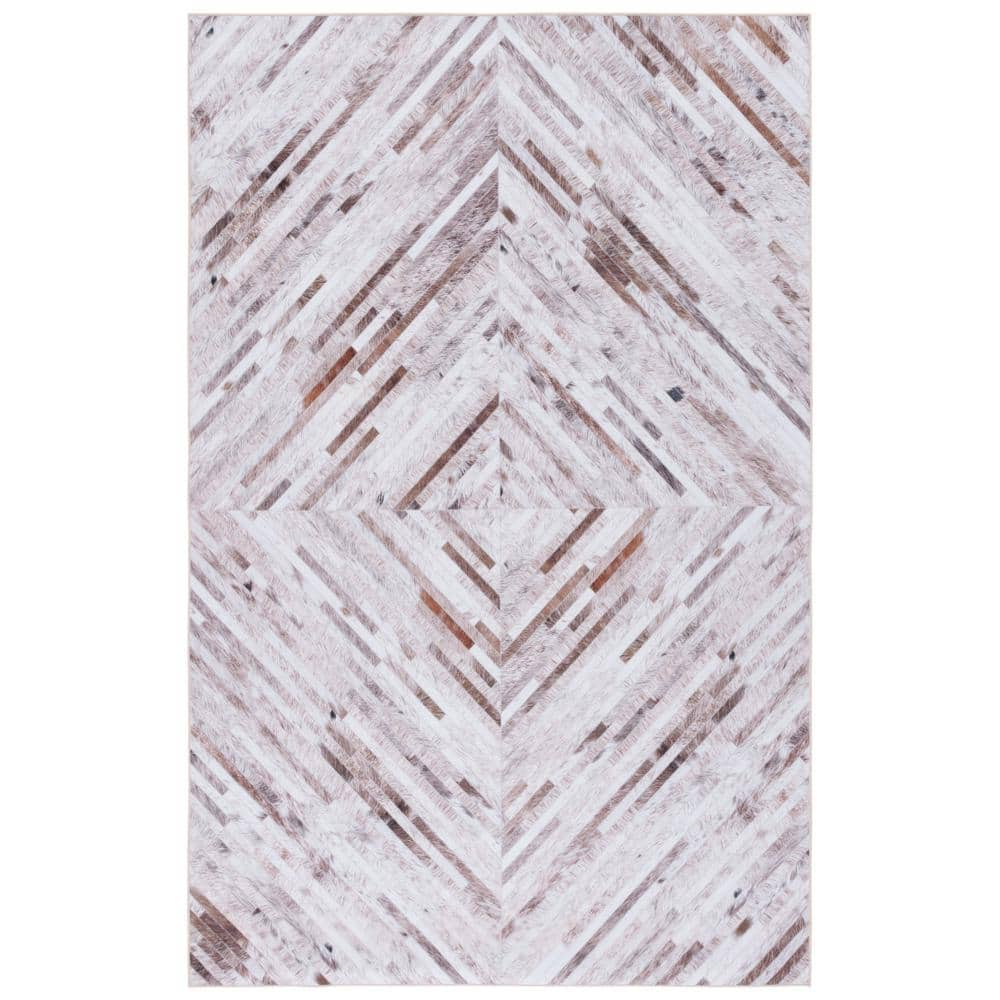 SAFAVIEH Faux Hide Curtis Diamond Area Rug, Beige/Brown, 9' x 12'