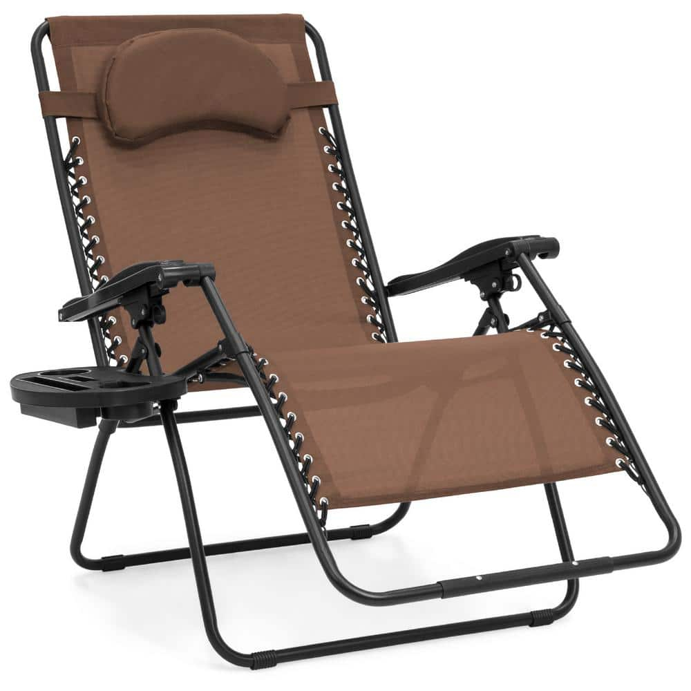 Best Choice Products Oversized Zero Gravity Chair, Folding Outdoor Patio Recliner w/ Cup Holder - Brown