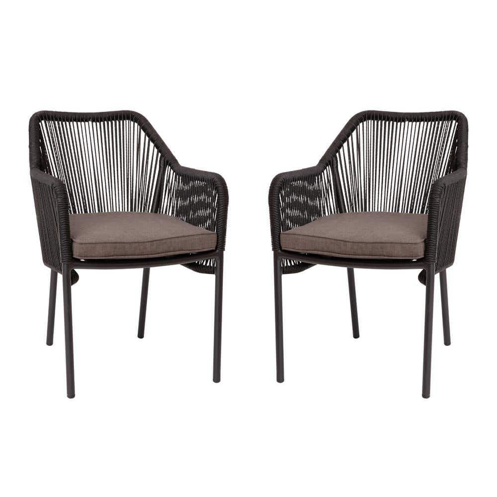 Black Aluminum Outdoor Dining Chair (Set of 2)