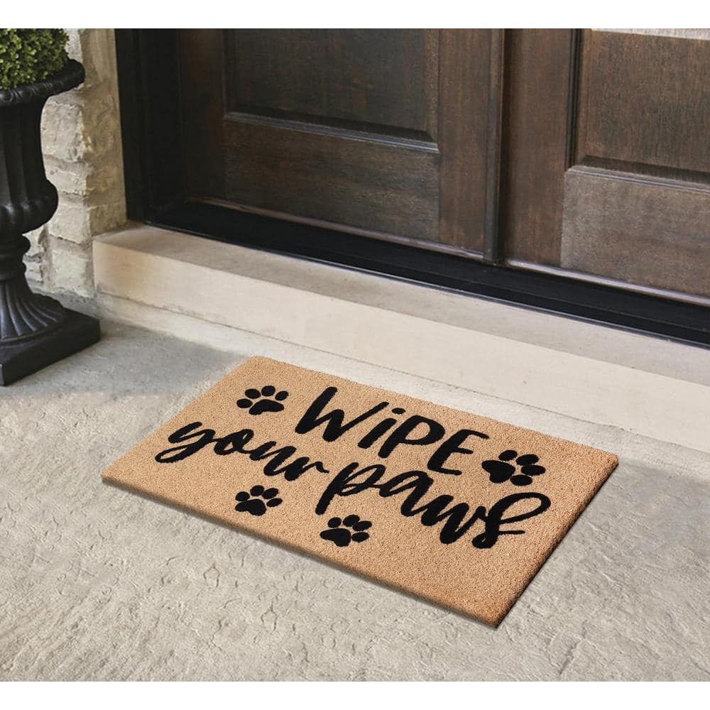 A1HC Natural Coir Flocked Doormat with Heavy Duty Non-Slip PVC Backing Easy to Clean, Fade Resistant, Pet Friendly Outdoor Welcome Mat, Low-Profile Durable Doormat