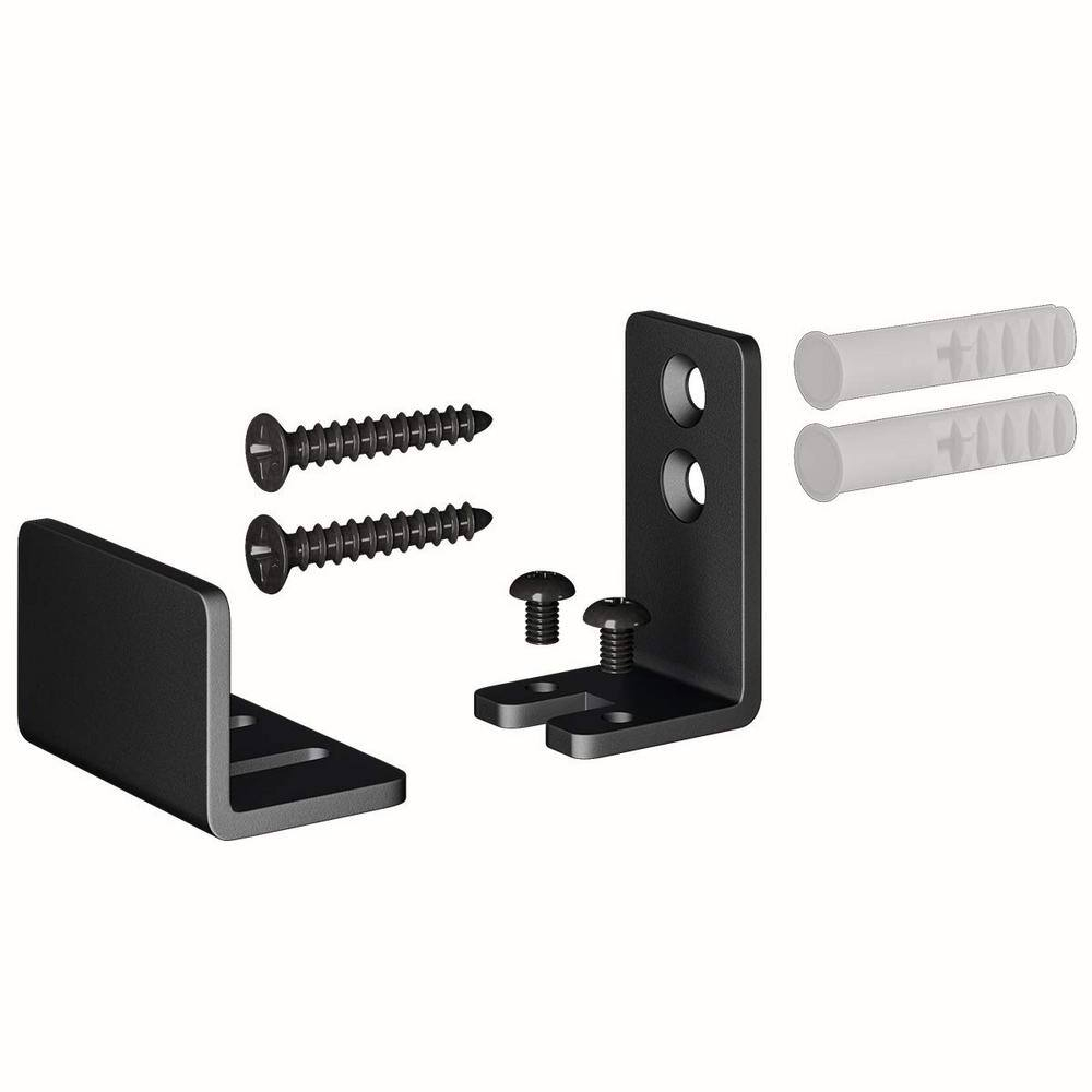 SMARTSTANDARD Adjustable U Shape Barn Door Floor Guide, Wall Mounted Flexible Flush Bottom Guide, Sturdy Steel Material, Black