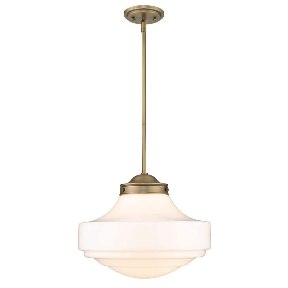 Modern Brass Finish Vintage Milk Glass Ceiling Pendant Light